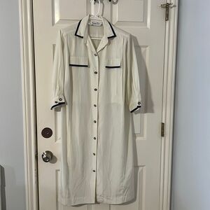 Vintage dress Schrader Sport Ivory/ Navy Blue lightweight size 12